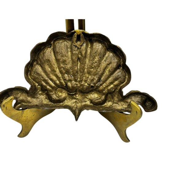 Vintage Scalloped Shell Brass Baroque Wall Plaque Embellishment Medallion - Picture 4 of 6